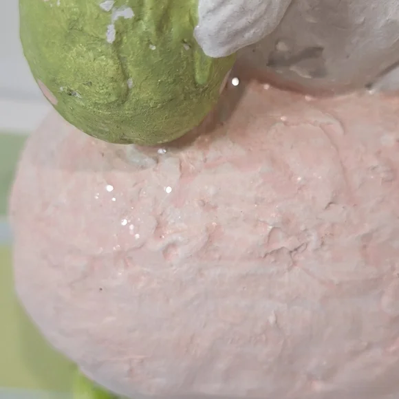 Spring Bunny Figurine with Pink and Green Accents - Picture 4 of 5